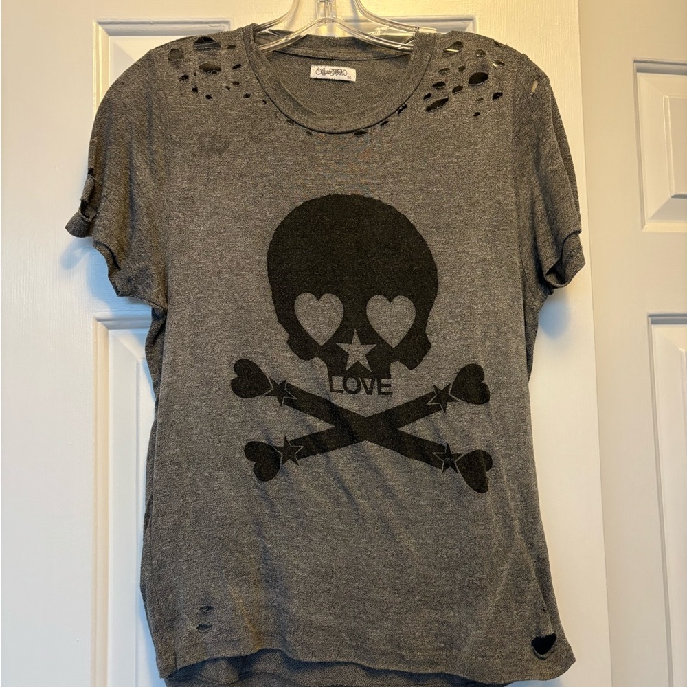 Lauren Moshi Grey Skull Tee Shirt